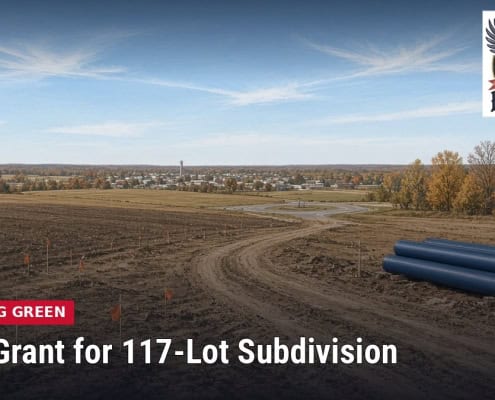 Fostoria News Construction site with pipes and open land for subdivision development.